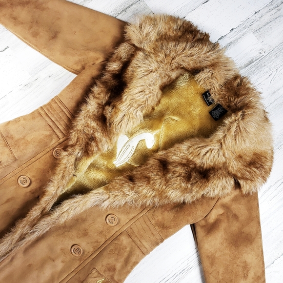 Baby Phat Jackets & Blazers - Baby Phat Suede and Faux Fur Long Coat.  Size L.